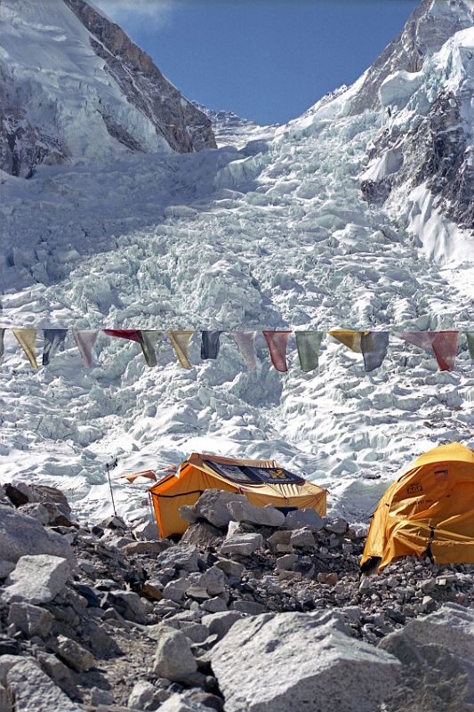 15 CBC Tent For Canadian Byron Smith Expedition At Everest Base Camp 2000 With Khumbu Icefall Towering Behind